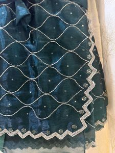 Stunning Jimmy Choo Peacock Blue Handwork Saree