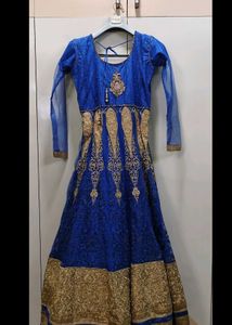 Blue &amp; Gold Embellished Lehenga Choli