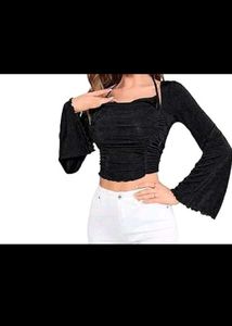 Chic Black Ruched Halter Top