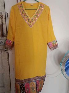 Vibrant Yellow Embroidered Kurta