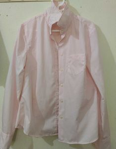 Soft Pink Collared Button-Up Shirt