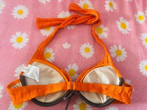 Bright Orange Knitted Bikini Top
