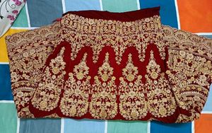 Exquisite Red &amp; Gold Embroidered Lehenga Choli