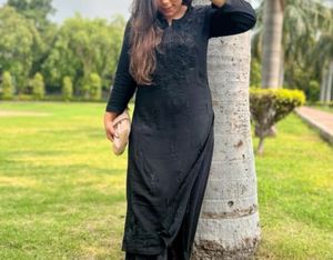 Elegant Black Embroidered Kurta pant set