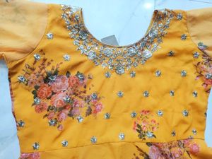 Yellow Floral Embroidered Gown