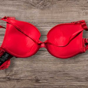 Next UK Padded Underwired Red Lace Pushup Bra