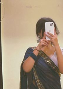 Elegant Dark Blue Saree with Golden Border