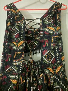 Boho Maxi Dress with Lace-Up Detail
