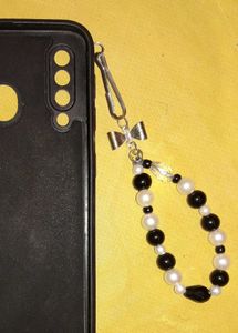 Beaded Bow Charm Phone Strap
