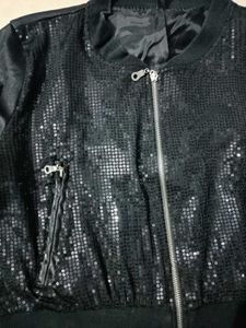 Sequined Women's Crop Jacket/Can be used Oversized