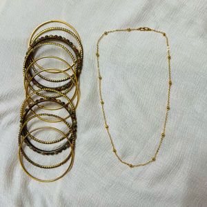 Golden Bangles and Necklace Set💫