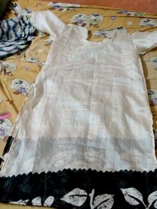 Elegant White Kurta with Black Border