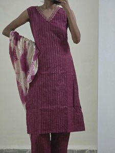 Maroon Kurta Set with Dupatta