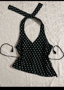 combo of Polka Dot Halter Top & sheer cape