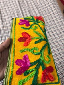 Kashmiri Embroidered Pouch &amp; Coin Purse Set