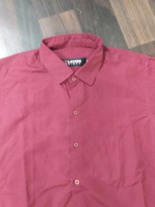 Maroon Long Sleeve Button-Up Shirt