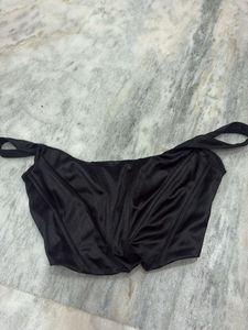 Sleek Black Satin Corset Top