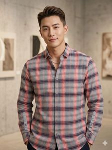 Hugo Boss Men's Premium Cotton Checked Shirt