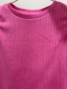 Ribbed Pink Sleeveless Crop Top