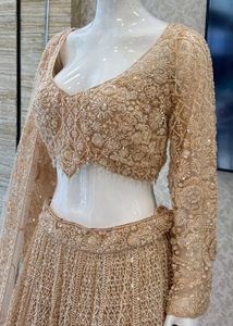 GOLD BEADS AND SEQUINS WORK CROP TOP DESIGNER BRID