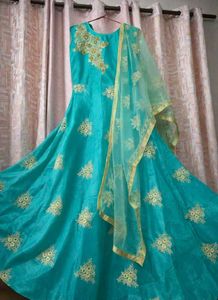 Stunning Teal Embroidered Anarkali set