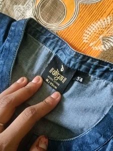 Denim Kurti with Bird Print