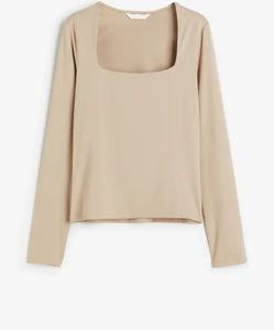 Elegant Square Neck Long Sleeve Top