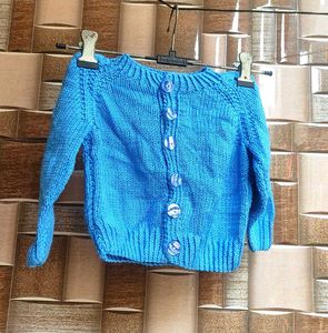 Cute Blue Knitted Baby Cardigan