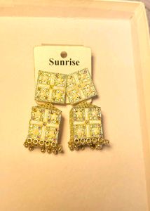 Elegant Golden Square Earrings