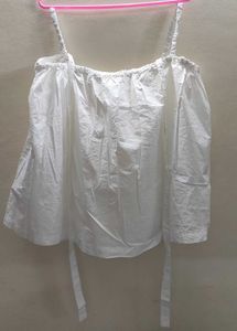 Off-Shoulder White Cotton Top