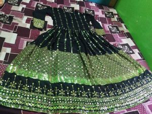 Front Back SEQUINS embroidered long frock