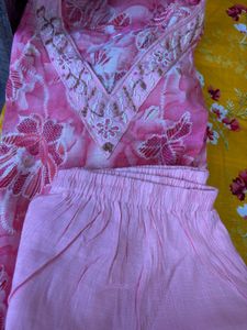 Vibrant Pink Floral Kurta pant set
