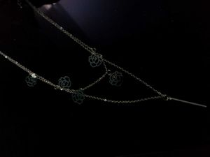 Floral / korean double Layered silver Necklace