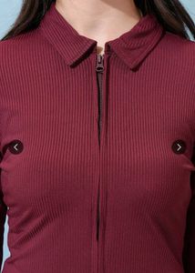 Burgundy Ribbed Knit Co-Ord Set