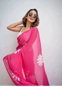 Beautiful Pink Floral Saree