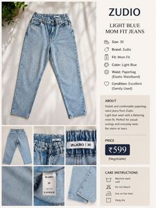 Zudio Light Blue Mom Fit Jeans