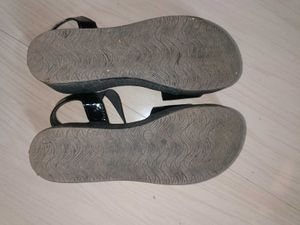 Stylish Black Patent Wedge Sandals