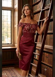The Crimson Cheetah Off-Shoulder Midi Dress