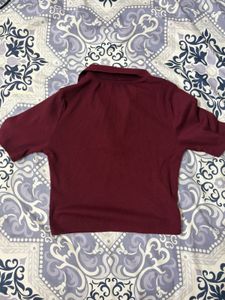 Maroon Collared Crop Top