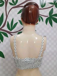 (1200)Polka Dot Tie Strap Crop Top