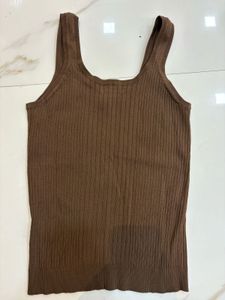 Westside Brown Ribbed Knit Tank Top