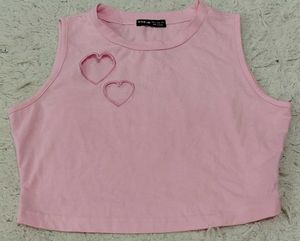 Cute Pink Heart Crop Top