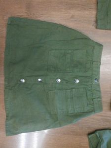 Green Jacket and Skirt Set
