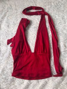 Red Halter Neck Crop Top( savana)