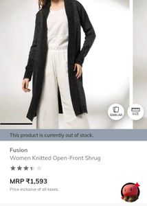 fusion Women Knitted Open-Front Shrug/ sweater