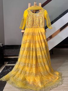 New Like Stunning Yellow Embellished Gown