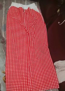 Red Gingham Wide Leg Pants