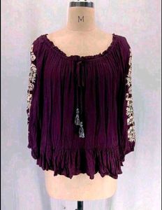 Boho Embroidered Peasant Top