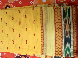 Vibrant Yellow Saree with Red Motifs