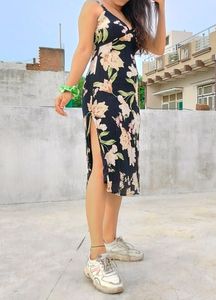 Floral Slit Midi Dress